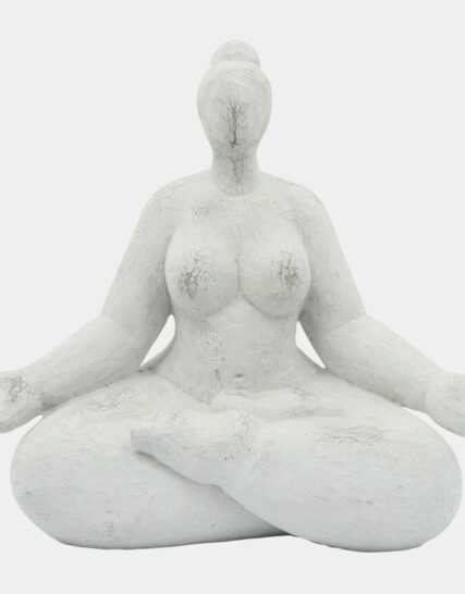 Resin 11" Sucasana Female Yoga Figurine, White