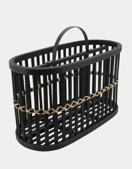 Woven 14" Oval Basket, Black