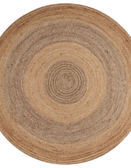 alfombra circular en color arena y gris