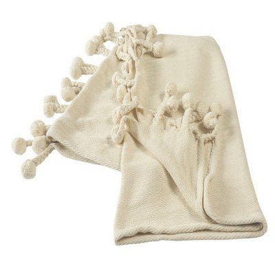 THROW beige con borlas