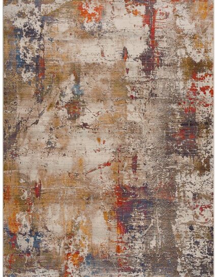 alfombra rectangular con patron multicolor