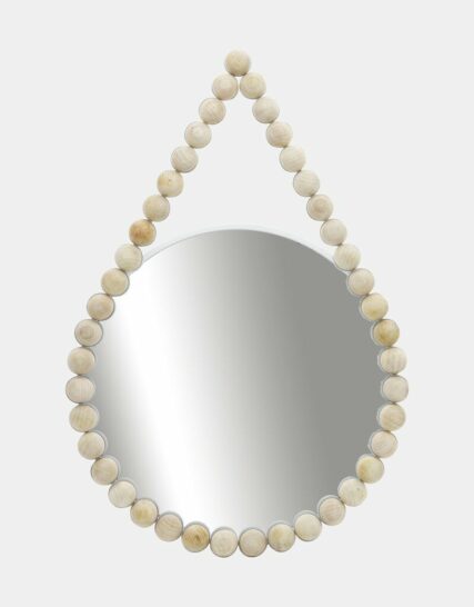 Wood, 36" Beaded Mirror, White Wb
