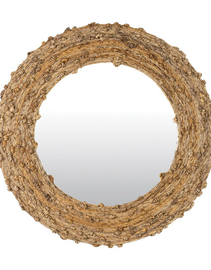 35" Knotted Natural Fiber Round Mirror