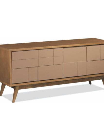 Bufetera Theo: Diseño moderno y elegante con acabado en madera de alta calidad para un almacenamiento funcional.