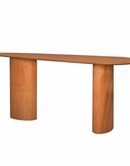 Consola Scarlet: Diseño moderno con estructura triangular y superficie de vidrio elegante.