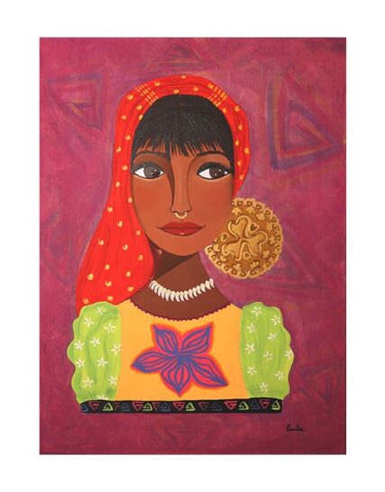 CUADRO MUJER PAÑUELO ROJO