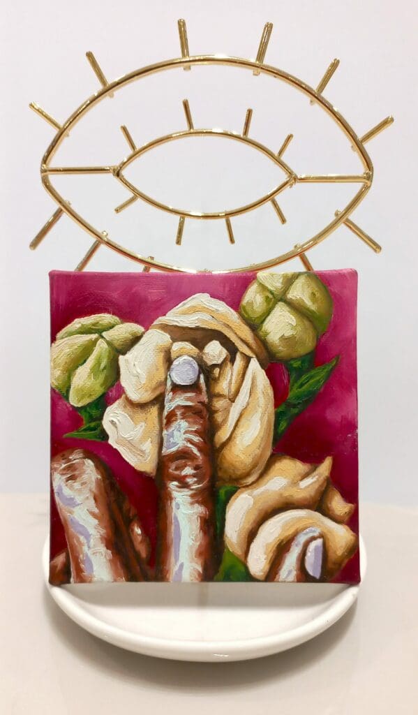 cuadro rectangular surrealista dedo ojo