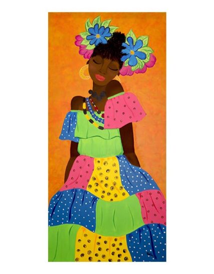 CUADRO MUJER VESTIDO MULTICOLOR