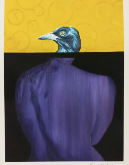 cuadro surrealista rectangular canario y negro