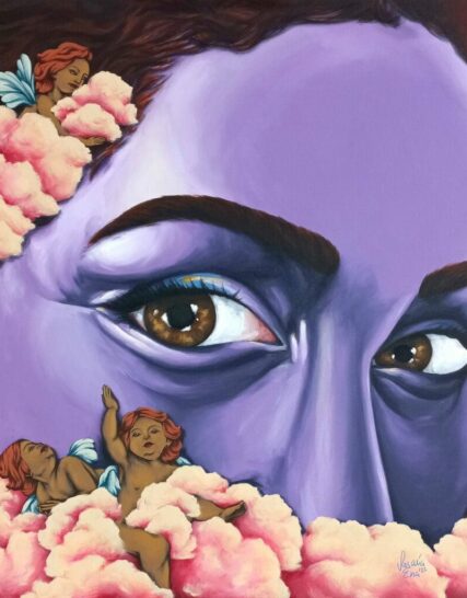 cuadro ojos mujer angeles