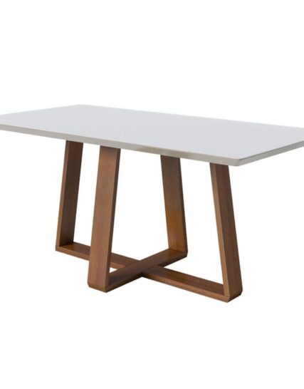 Mesa de Comedor Wood X: Diseño único con madera maciza y vidrio pintado