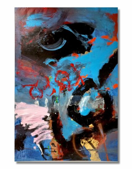 cuadro abstracto rectangular turquesa