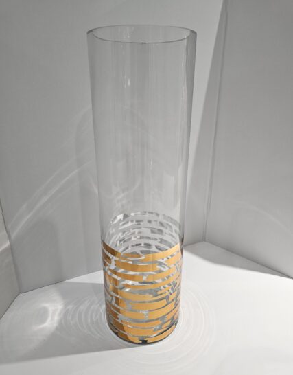 Florero en Vidrio Cilindro Medio en Dorado