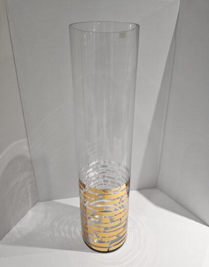 Florero en Vidrio Cilindro Alto en Dorado