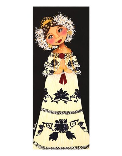 CUADRO MUJER VESTIDO BLANCO