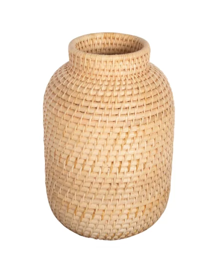 Jarrón Cilíndrico Rattan Natural: Jarrón de rattan natural