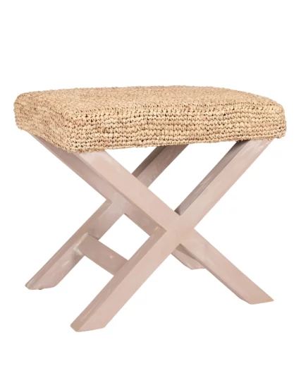 Ottoman Crema Crezia Raffia: Taburete moderno en color crema