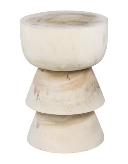 Mesa Auxiliar Memphis: Diseño sofisticado y atemporal con estructura de madera de alta calidad y acabado off white.